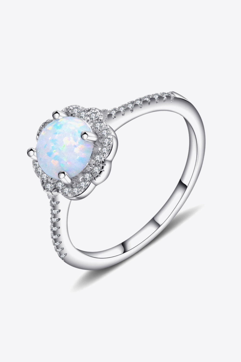 Platinum-Plated 4-Prong Opal Ring
