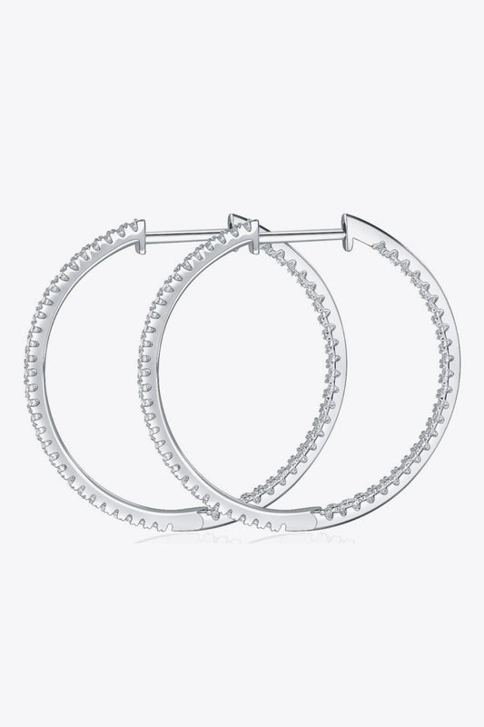 Inlaid Moissanite 925 Sterling Silver Hoop Earrings