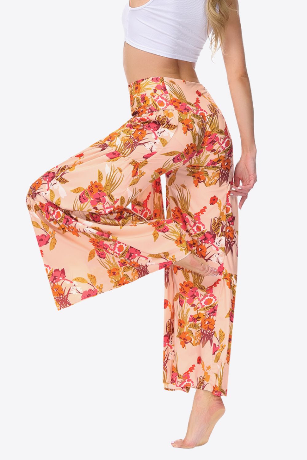 Floral Tie-Waist Tiered Culottes