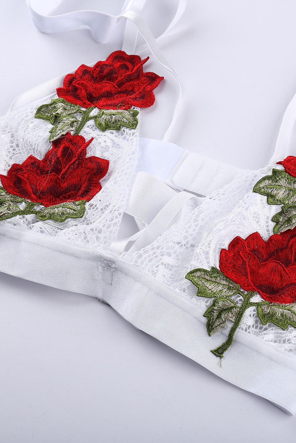 Beauty and The Beast White Lace Floral Strappy Lingerie