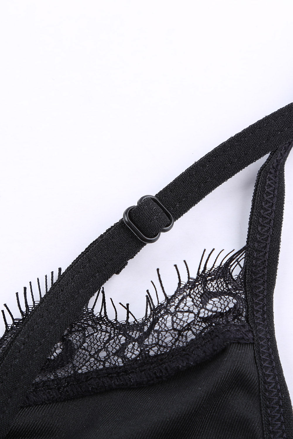 Black Lace Spaghetti Strap Panelled Bodysuit