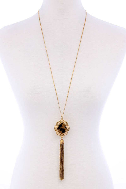 Stylish Chain Tassel Drop Long Necklace