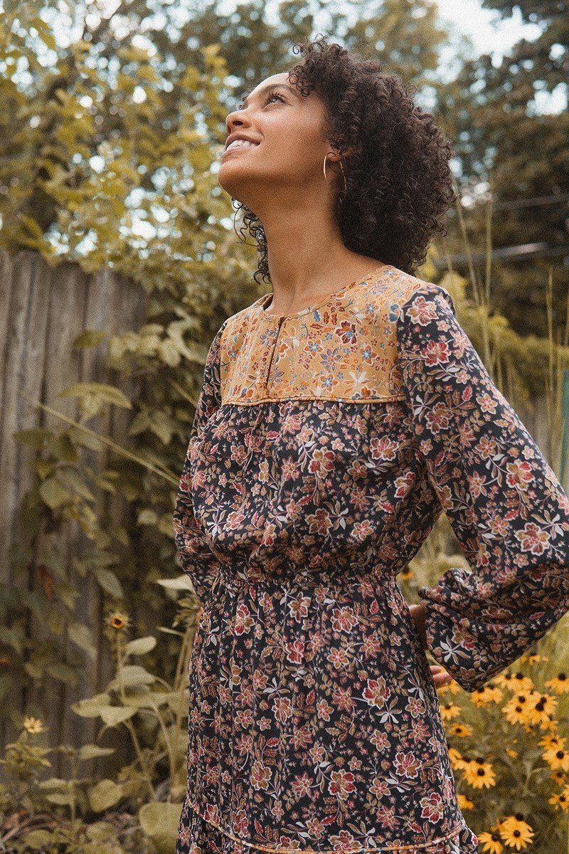 A Floral-print Woven Midi Dress