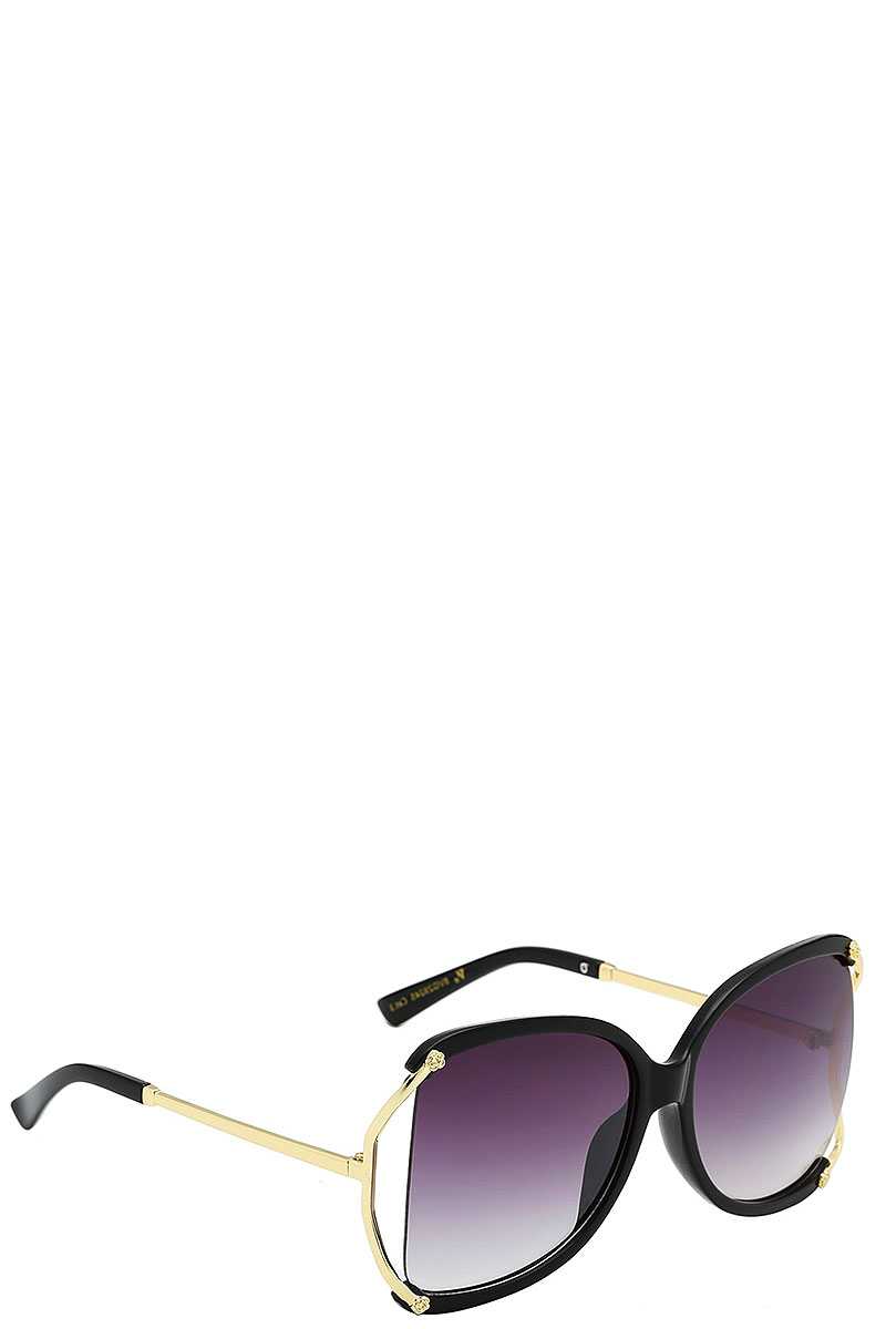Stylish Polymer C Frame Metallic Temple Womens Sunglasses