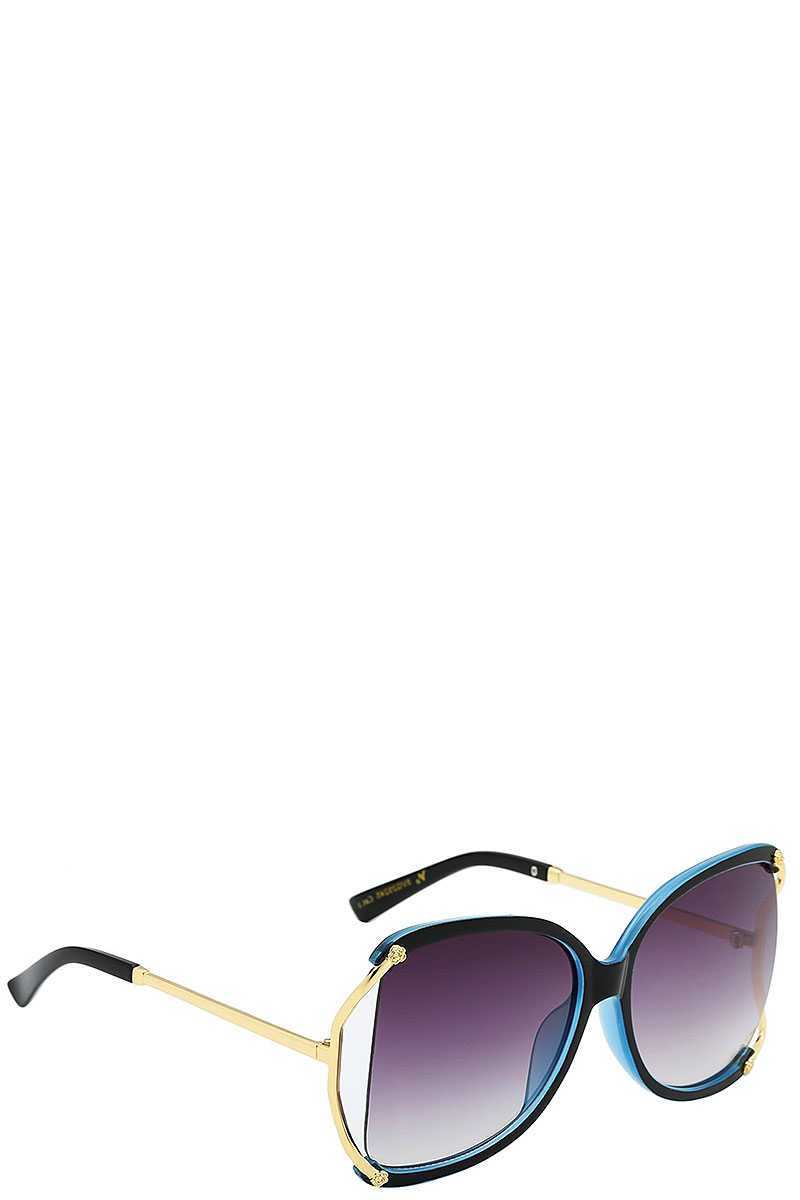 Stylish Polymer C Frame Metallic Temple Womens Sunglasses