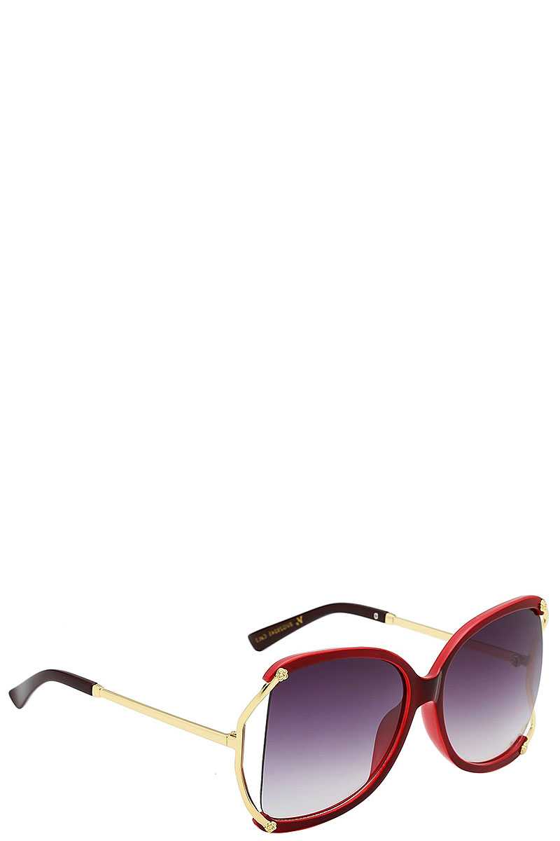 Stylish Polymer C Frame Metallic Temple Womens Sunglasses
