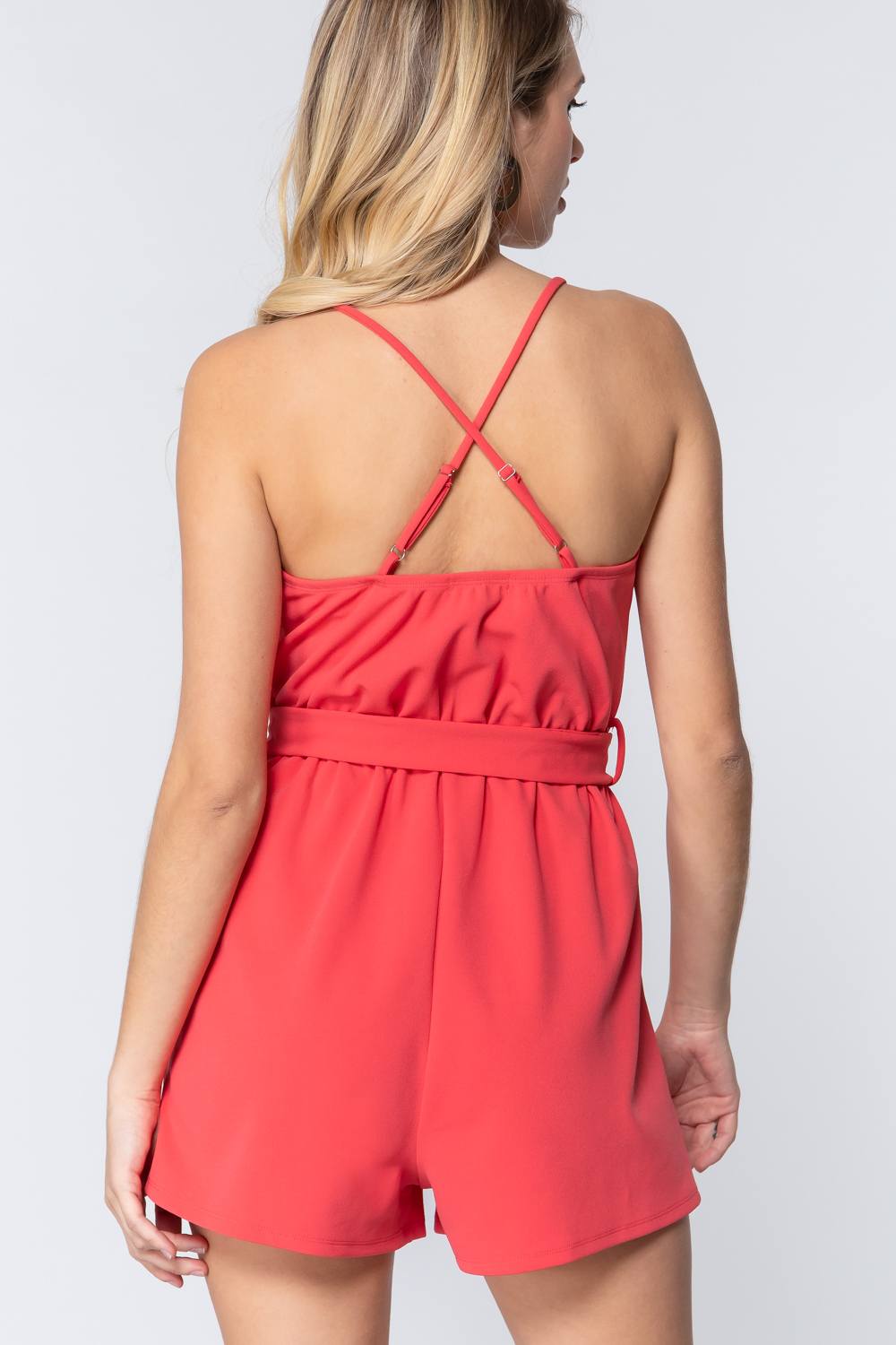 V-neck Cami Belted Romper