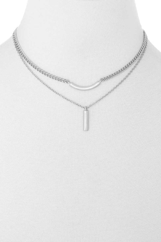 2 Layered Metal Pendant Necklace