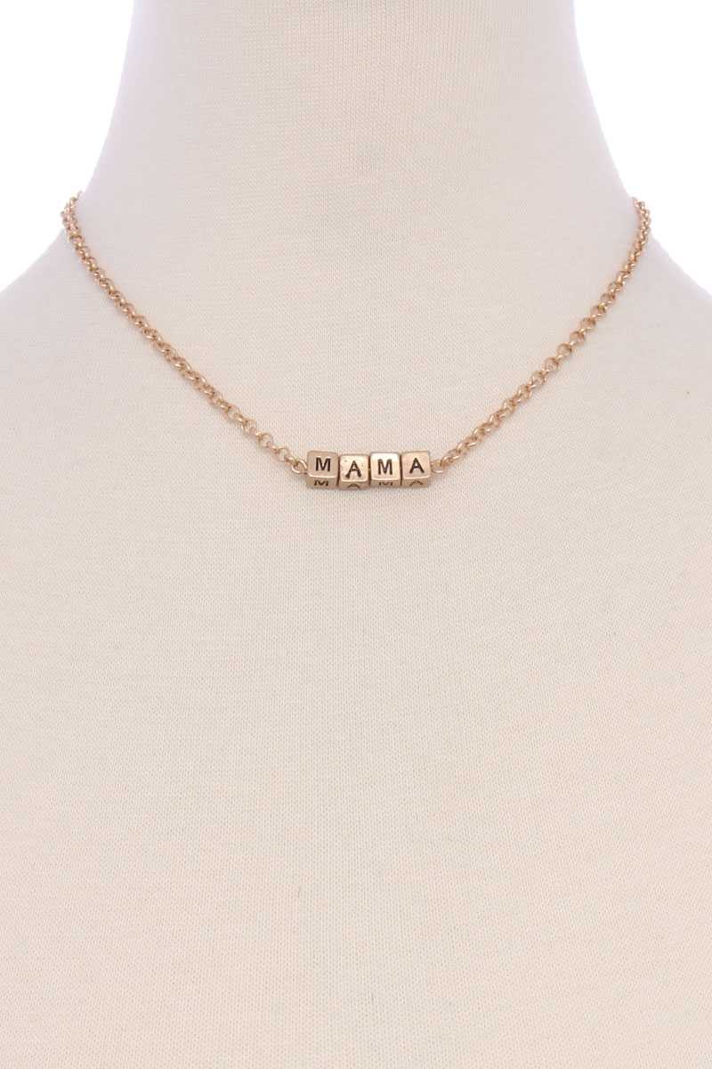 Metal Love Mama Block Letter Necklace