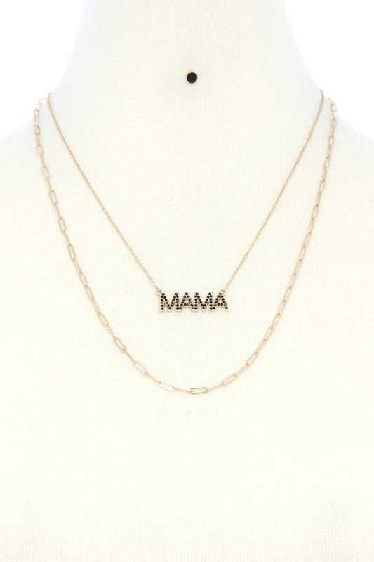 Mama Quote Oval Link Layer Necklace