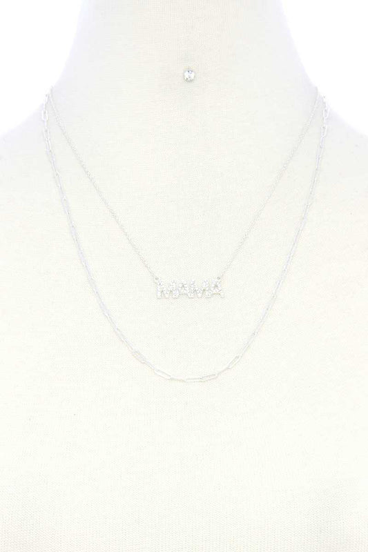 Mama Quote Oval Link Layer Necklace