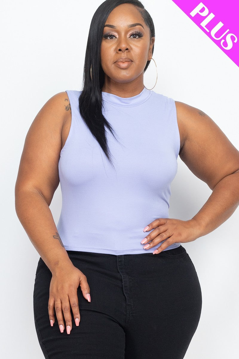 Plus Size Mock Neck Cropped Top