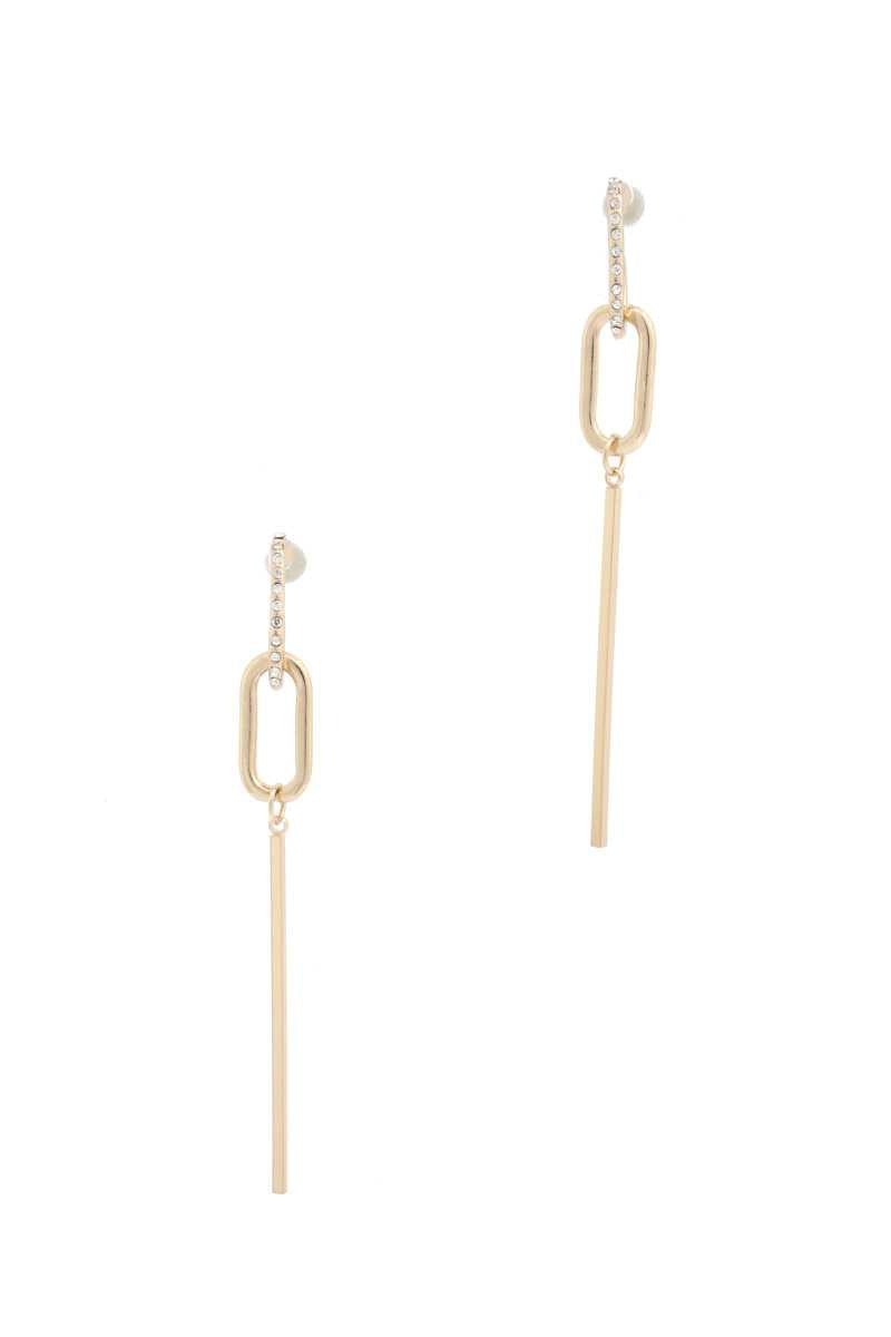 Oval Metal Bar Post Drop Earring