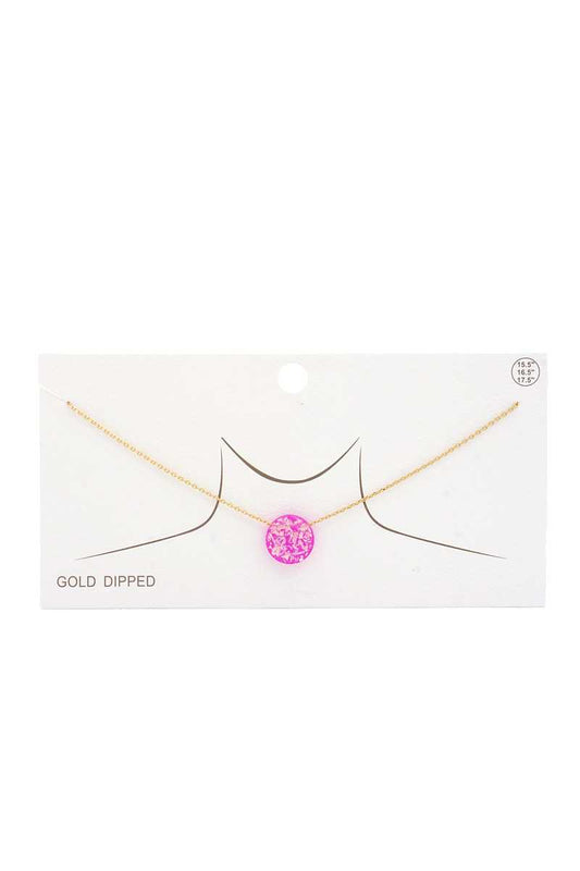 Iridescent Circle Gold Dipped Necklace