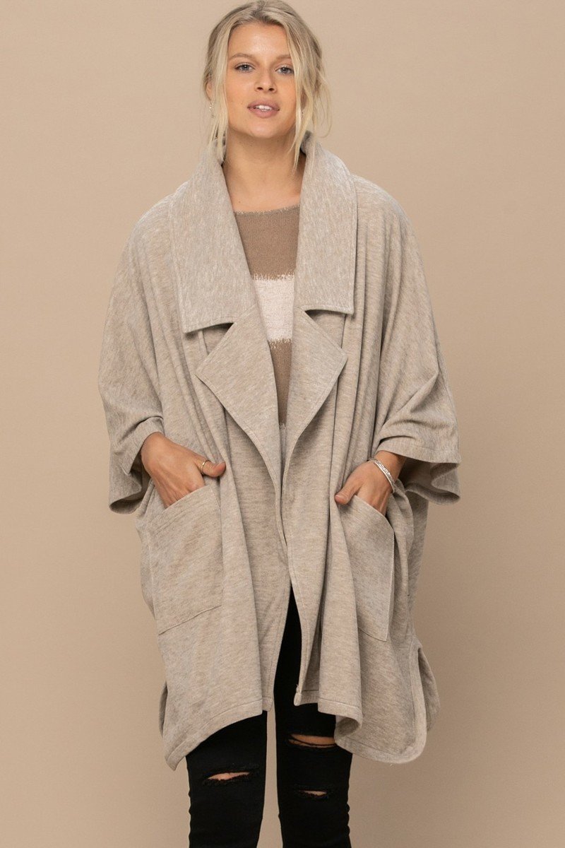 Solid Knit Oversized Trench Jacket