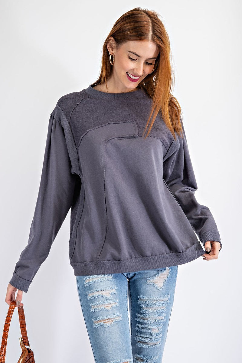 Terry Knit Loose Fit Pullover