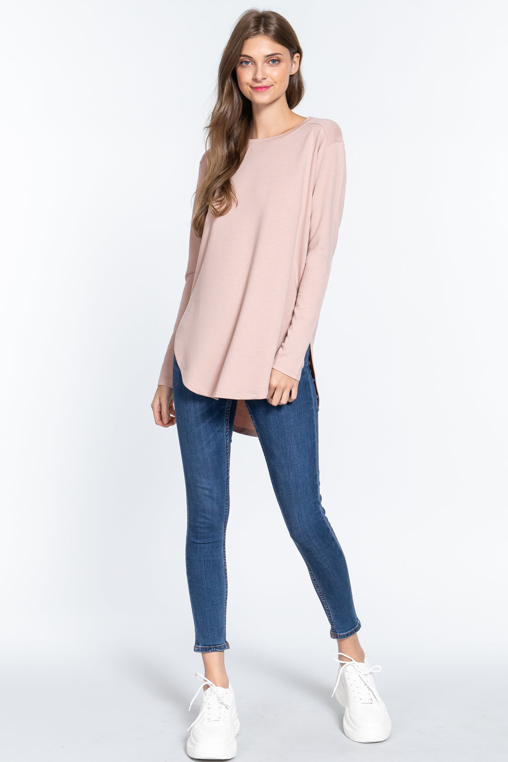 Long Slv Side Slit French Terry Tunic