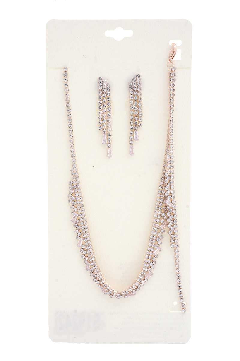 Rhinestone Bracelet Necklace Set