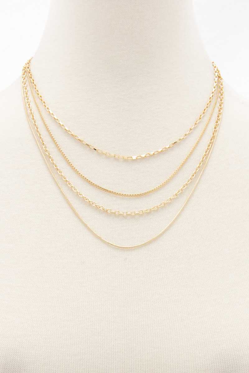 Metal Chain 4 Layer Necklace