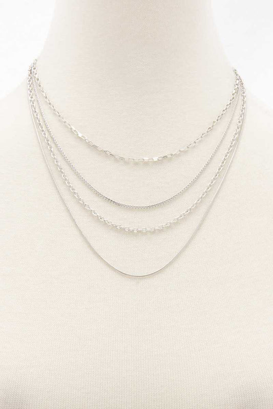 Metal Chain 4 Layer Necklace