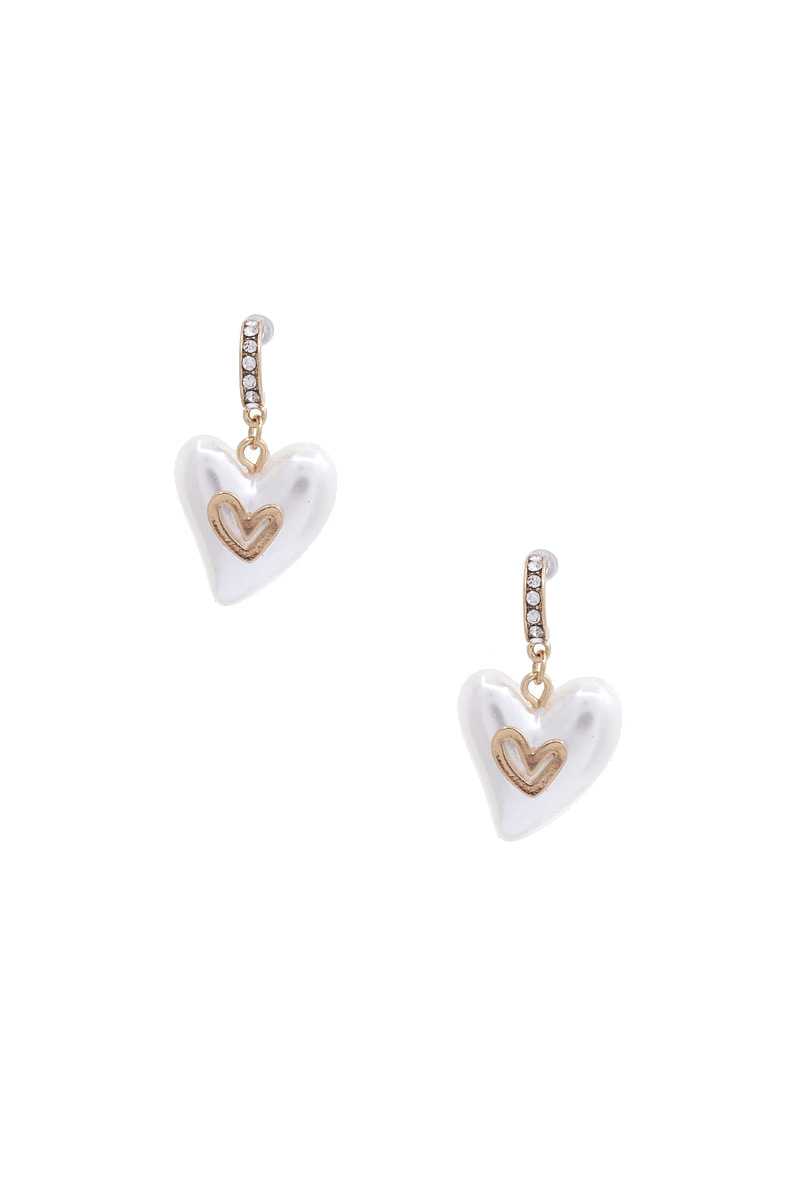 Pearl Heart Dangle Earring