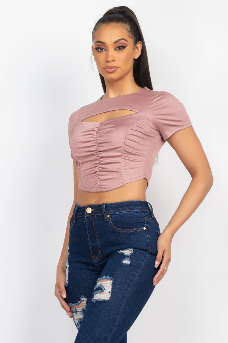 Front Cutout Ruching Top