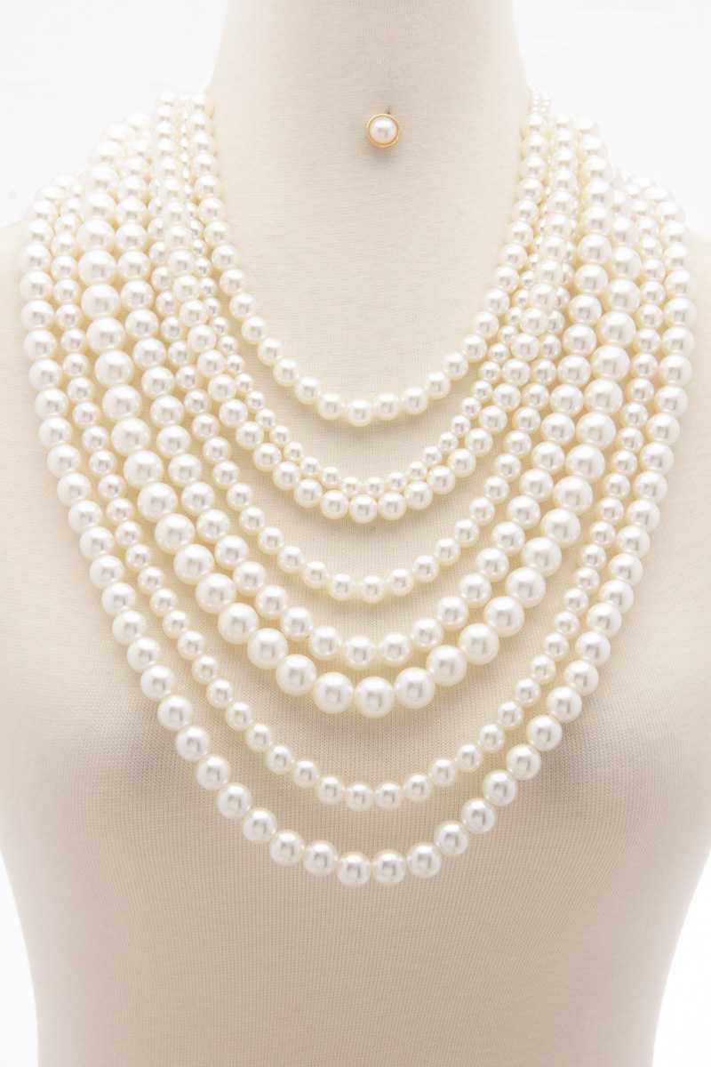 Chunky Pearl Bead Layered Necklace