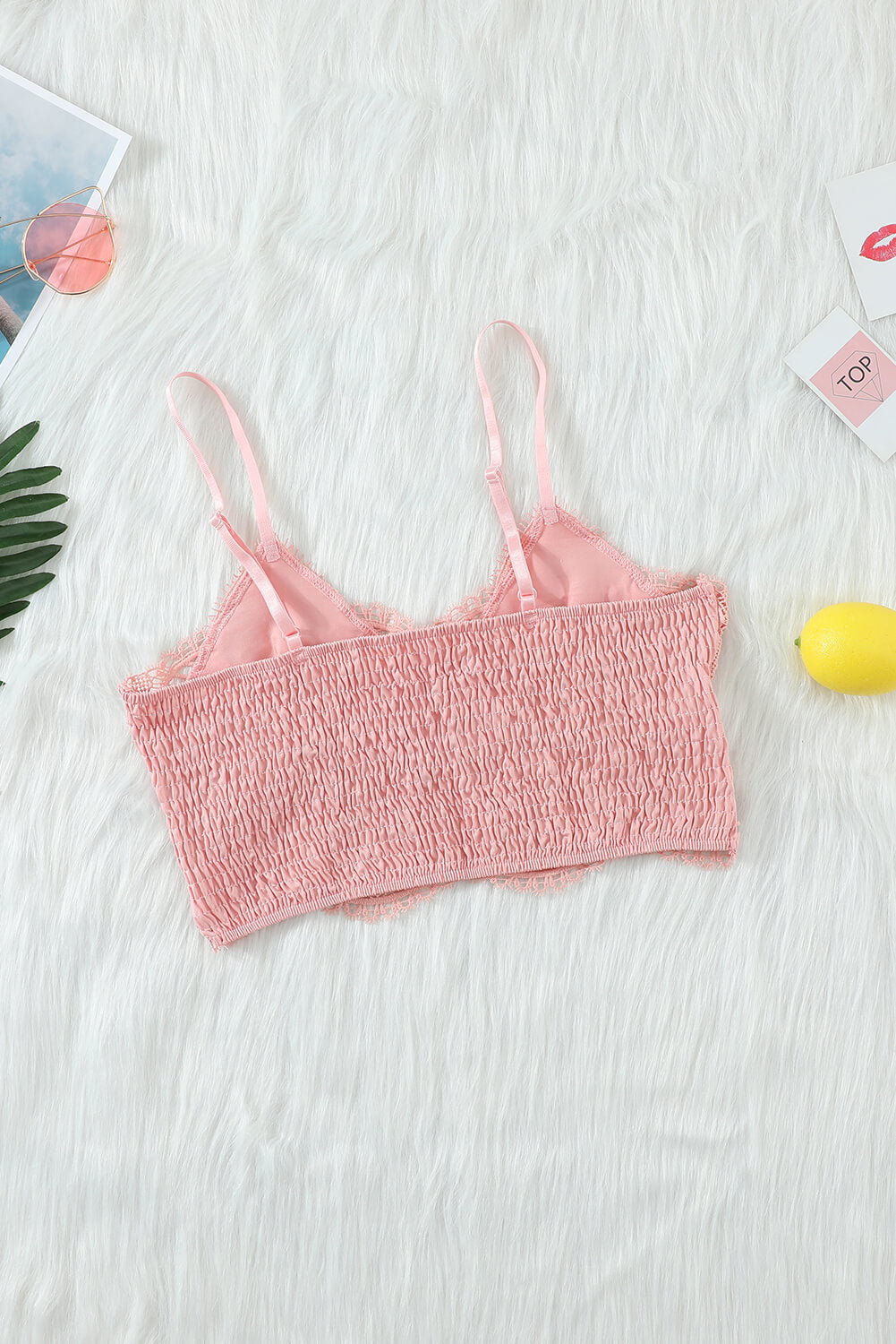 Pink Patterned Push Up Crochet Lace Bralette
