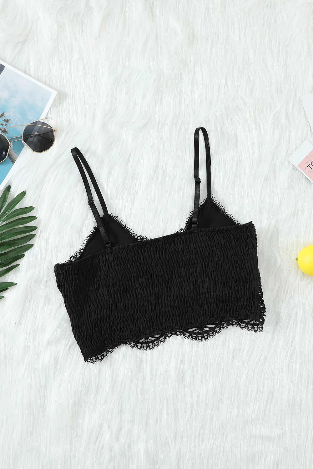 Black Patterned Push Up Lace Bralette