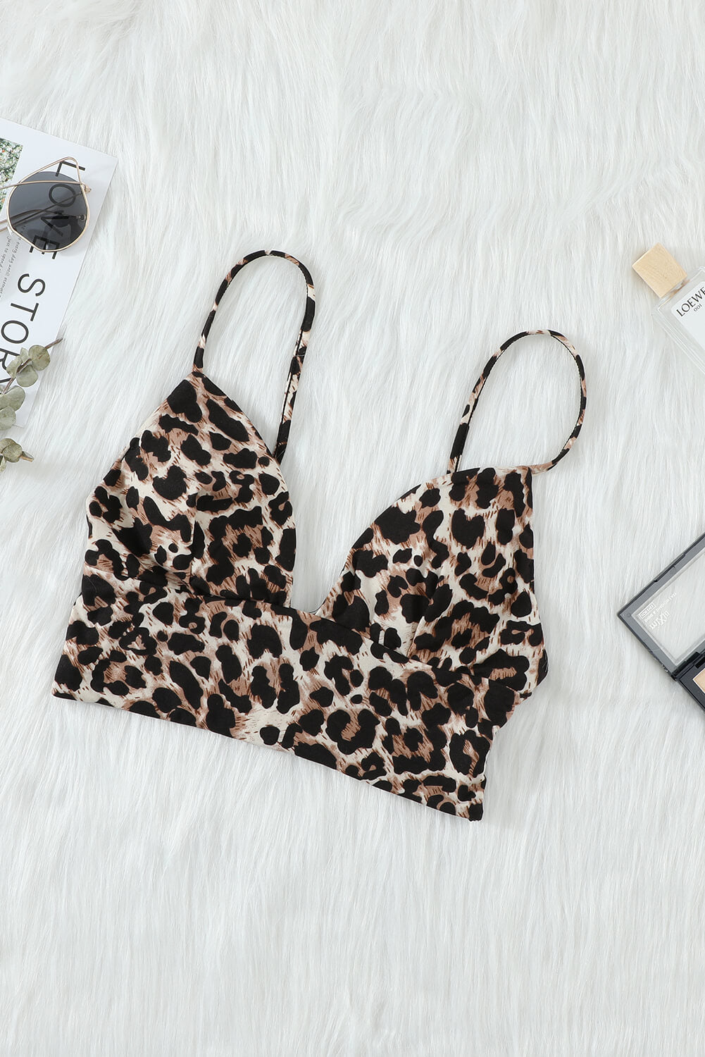 Spaghetti Straps Leopard Triangle Cups Bralette