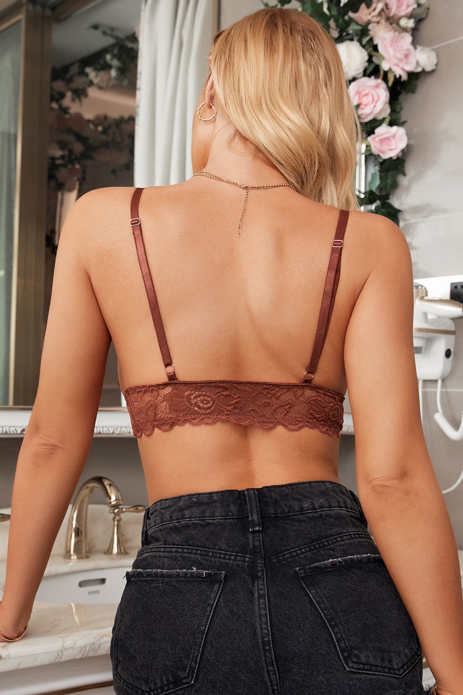 Red Adjustable Strappy Lace Bralette
