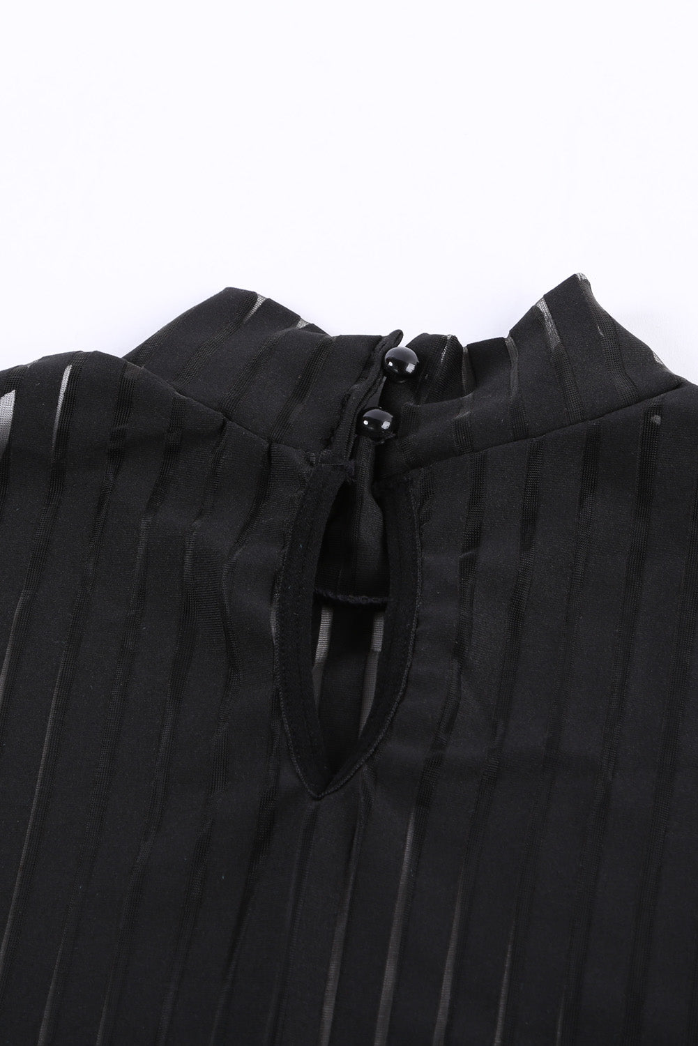 Black Striped High Neck Long Sleeve Bodysuit