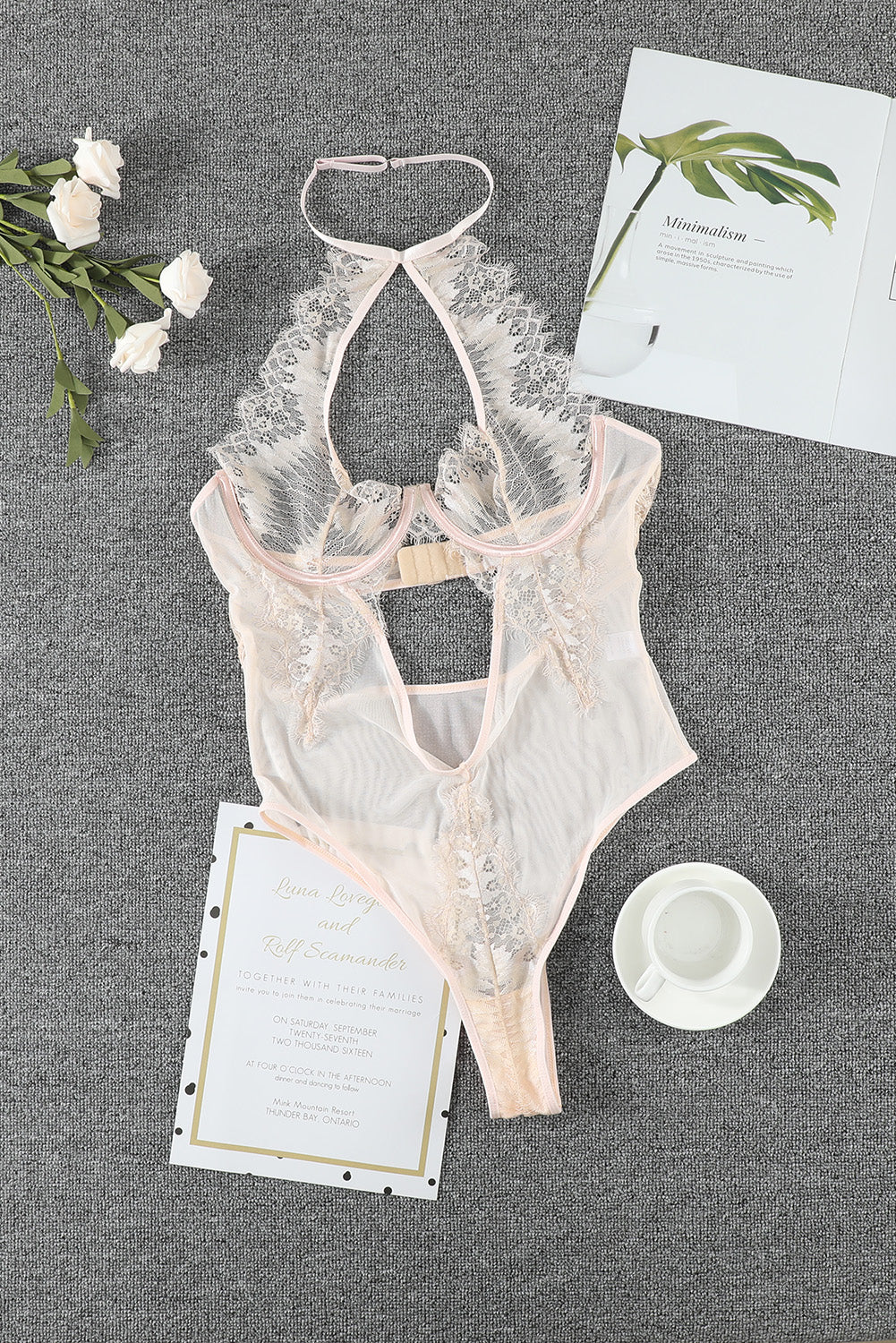 Apricot Mesh Lace Teddy
