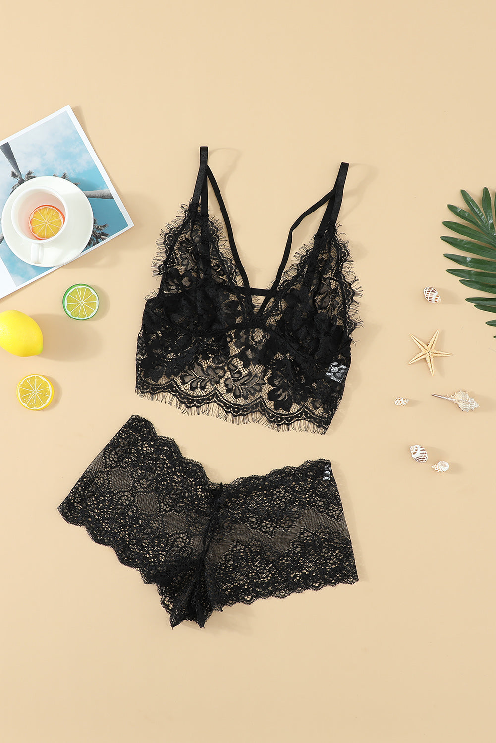 Black Lace Secret Love Bralette Set