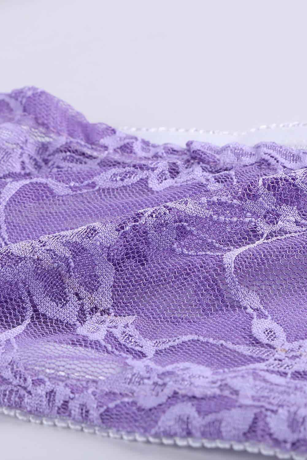 Purple Lace Mesh Tube See Through Strapless Lingerie Set
