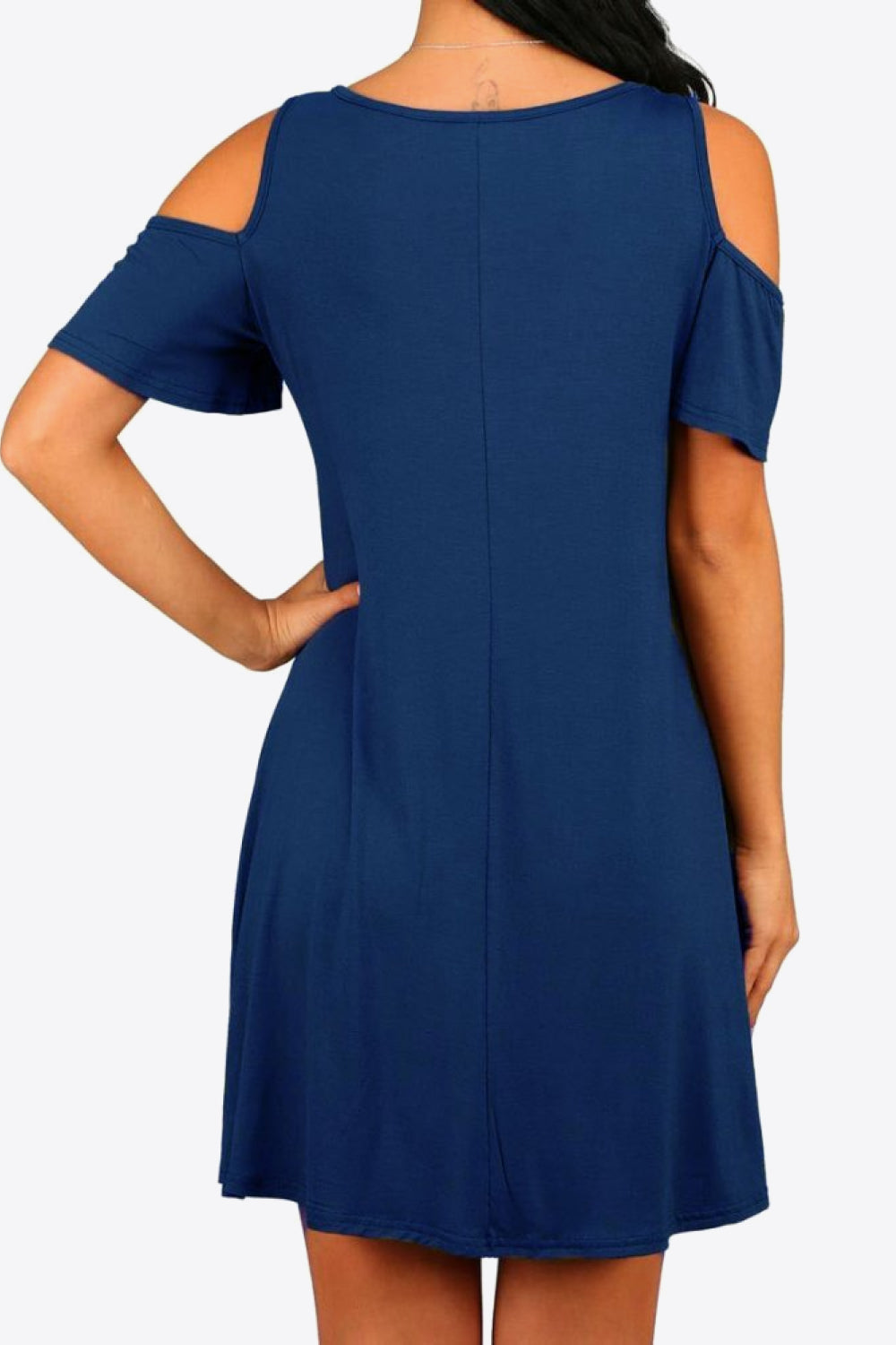 Cold-Shoulder Round Neck A-Line Dress