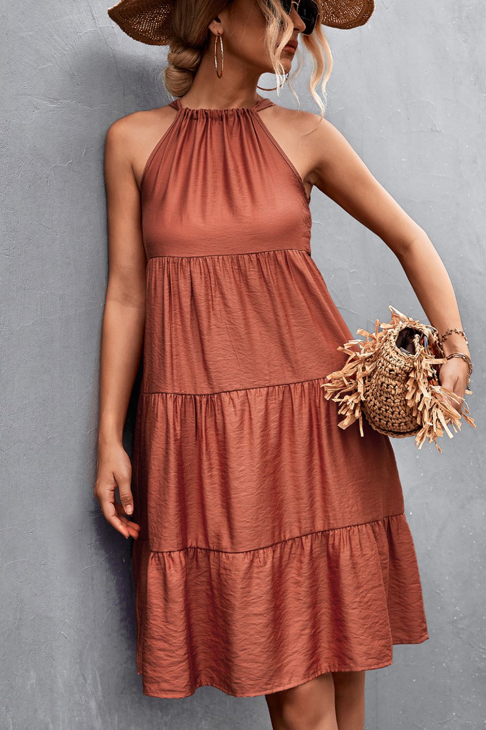 Grecian Tiered Sleeveless Dress