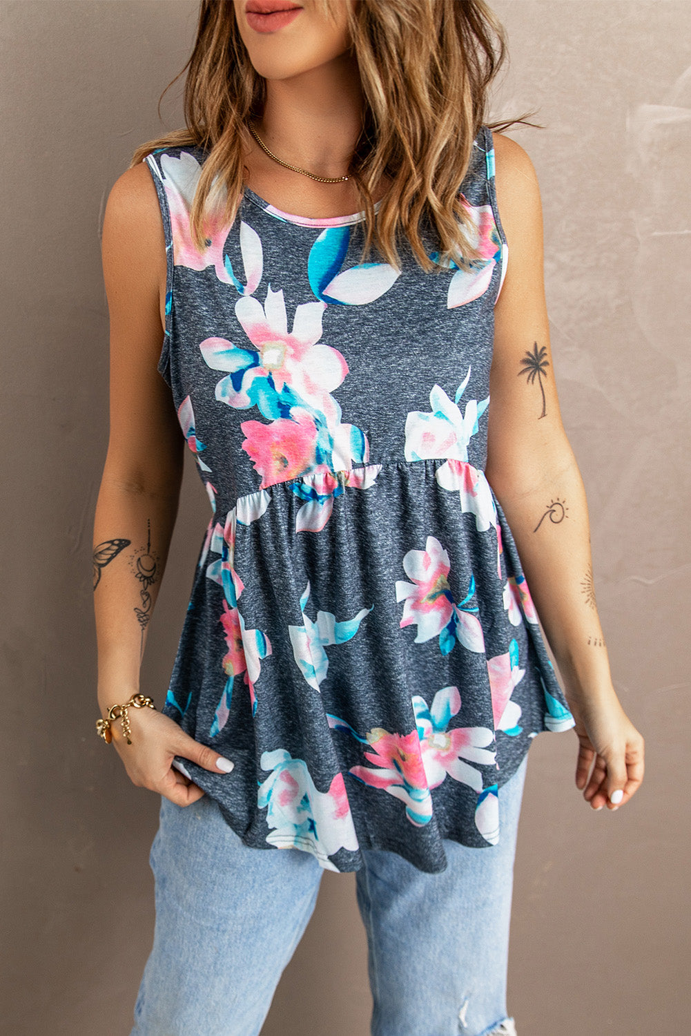 Floral Peplum Tank Top